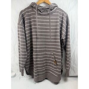 Maurices Brown White Striped Pullover Hoodie Sweatshirt Plus Size 0X‎